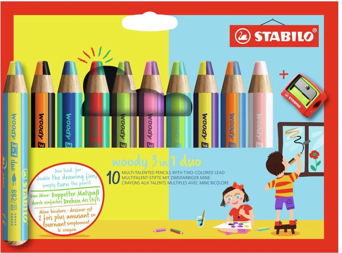 STABILO Woody 3 in 1 Duo Kleurpotloden - 10 Stuks Multicolor