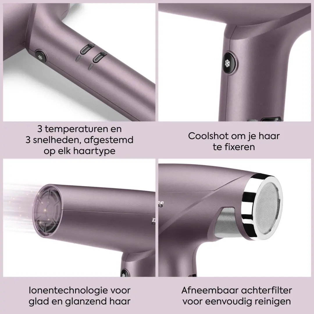 Babyliss Futura Digitale Föhn D6051DE - 1600W - Paars - afbeelding 3 van 6