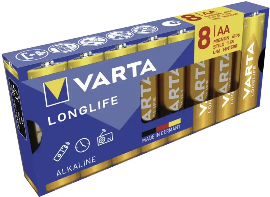 Varta VARTA Longlife AA Pack 8 AA batterij (penlite) Alkaline 2800 mAh 1.5 V 8 s