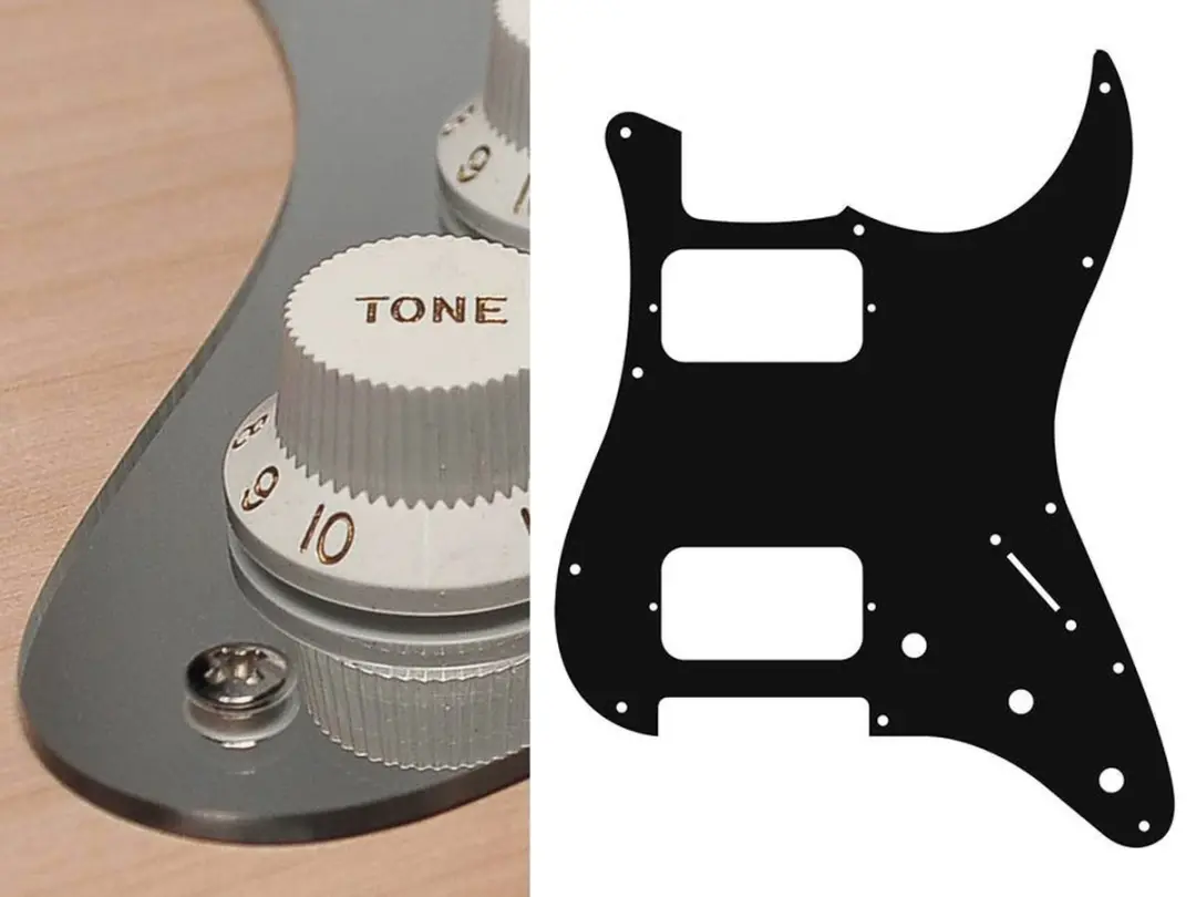 Boston ST-233-MC pickguard, Stallion, HH, 3 pot holes, 3-5 switch, 2 ply, mirror