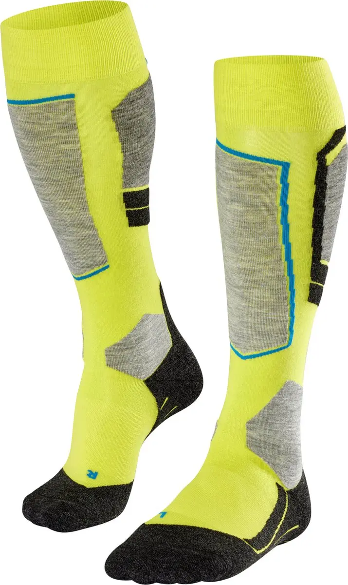 FALKE SK4 warm dun wol functioneel materiaal skisokken heren geel