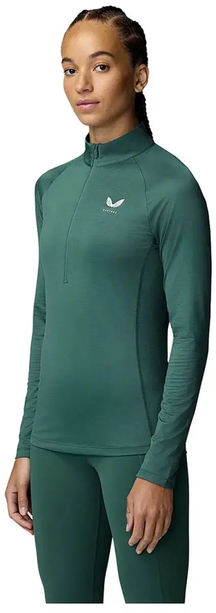 Castore Cfe41039 Half Rits Lange Mouw T-shirt Groen M Vrouw