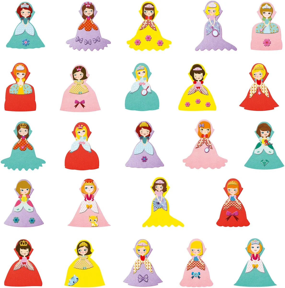Djeco Knutselset Prinsessen Stickers 24 Stuks - Multicolor