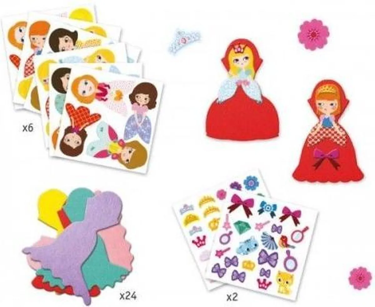 Djeco Knutselset Prinsessen Stickers 24 Stuks - Multicolor