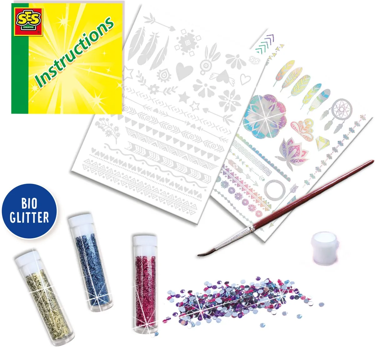 SES Creative Hobby Pink 3-in-1 Glamour Tattoos - 50 Stuks