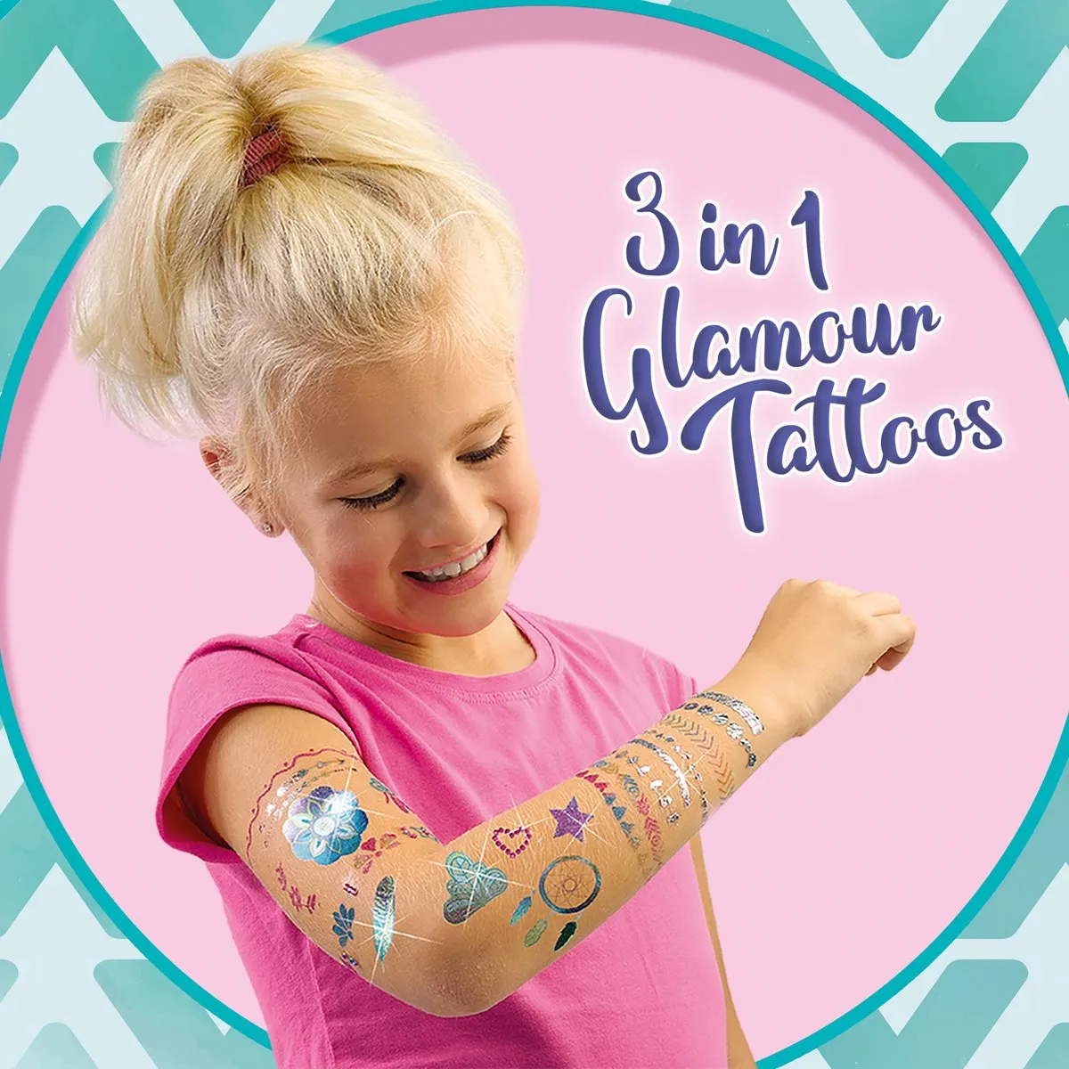 SES Creative Hobby Pink 3-in-1 Glamour Tattoos - 50 Stuks