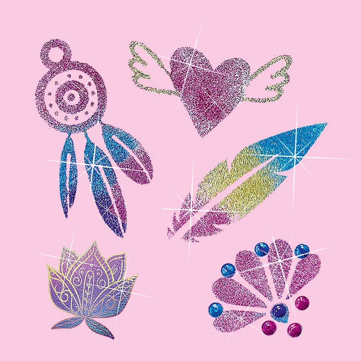 SES Creative Hobby Pink 3-in-1 Glamour Tattoos - 50 Stuks