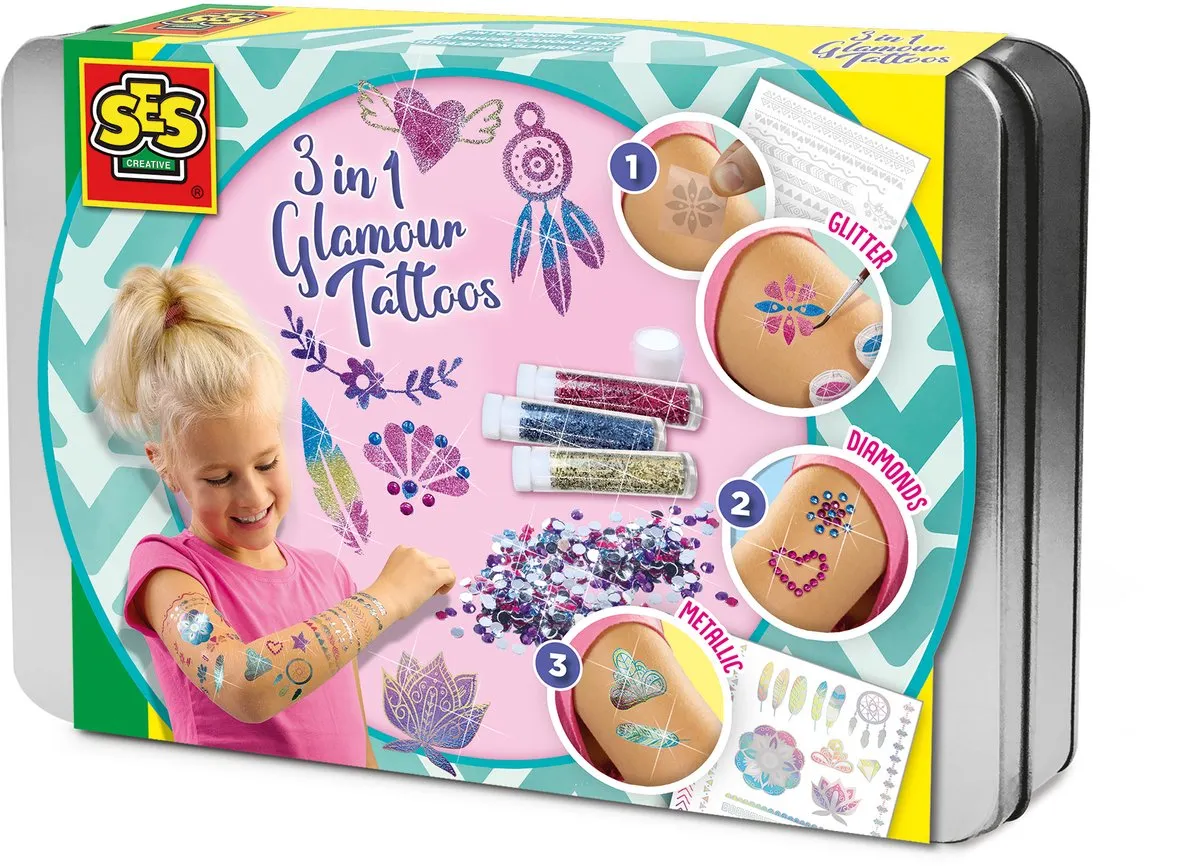 SES Creative Hobby Pink 3-in-1 Glamour Tattoos