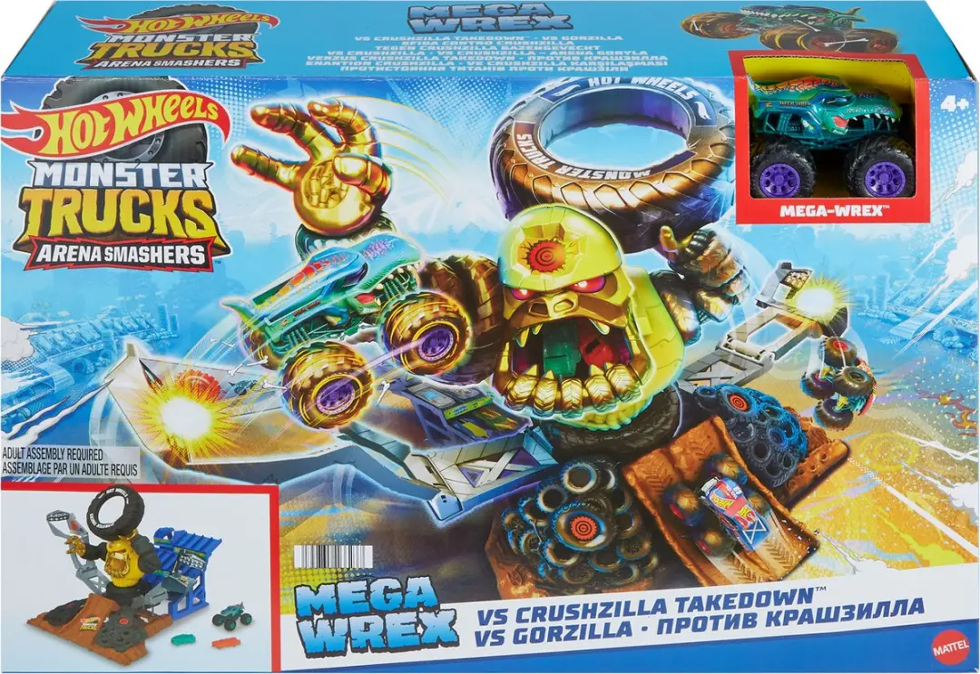 Hot Wheels Monster Trucks Arena Smashers Mega-Wrex vs Crushzilla Takedown HPR47 - afbeelding 6 van 6