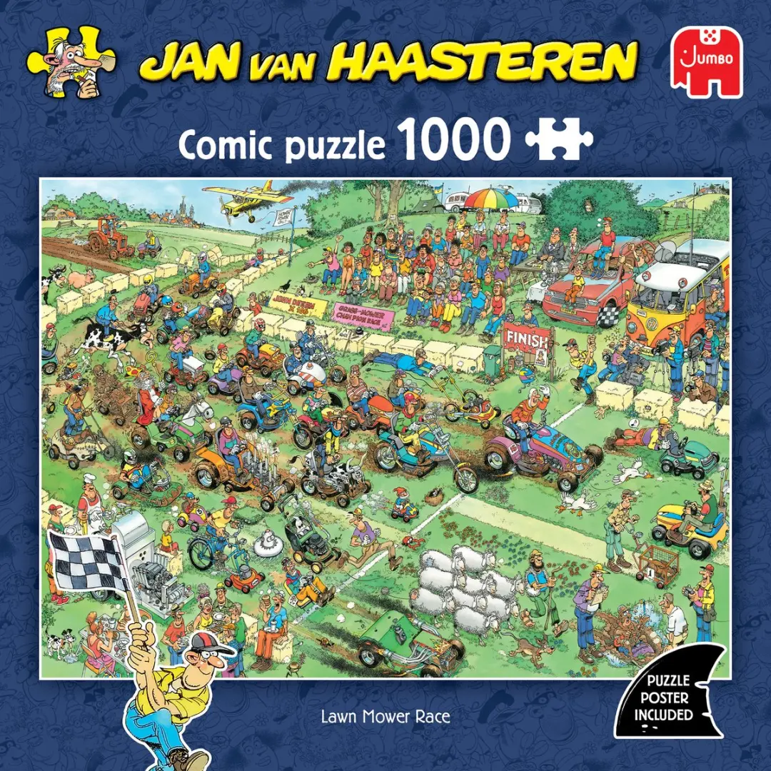 Jumbo Lawn Mower Race Jan van Haasteren Puzzel 1000 Stuks - afbeelding 3 van 4