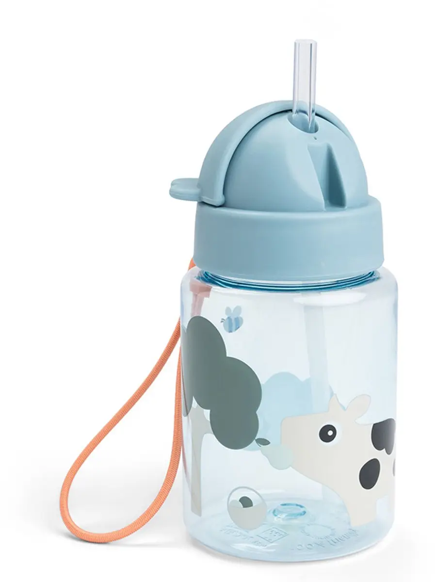 Done By Deer Tiny Farm Drinkfles met Rietje 280ml - Blauw - afbeelding 4 van 4