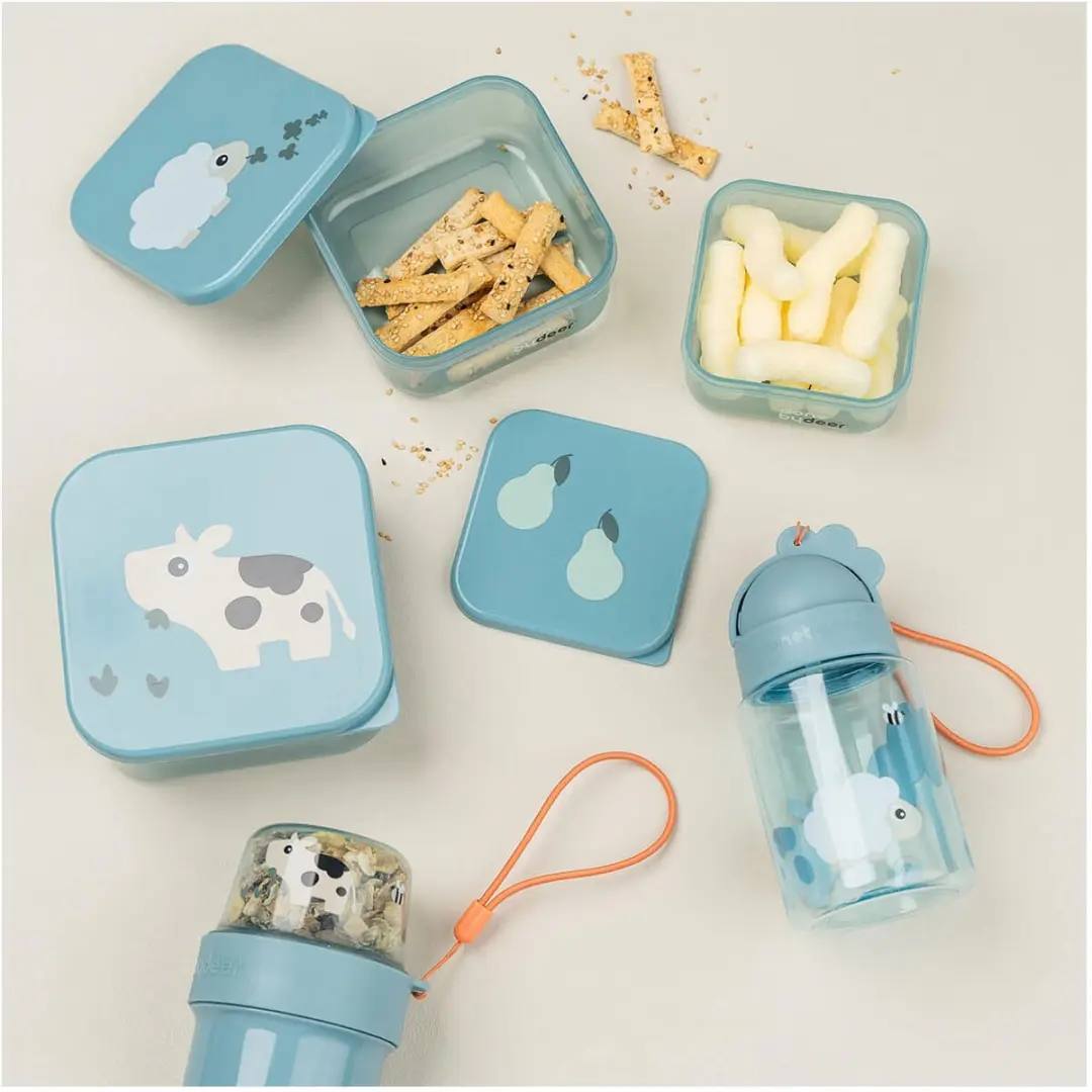 Done By Deer Tiny Farm Drinkfles met Rietje 280ml - Blauw - afbeelding 2 van 4