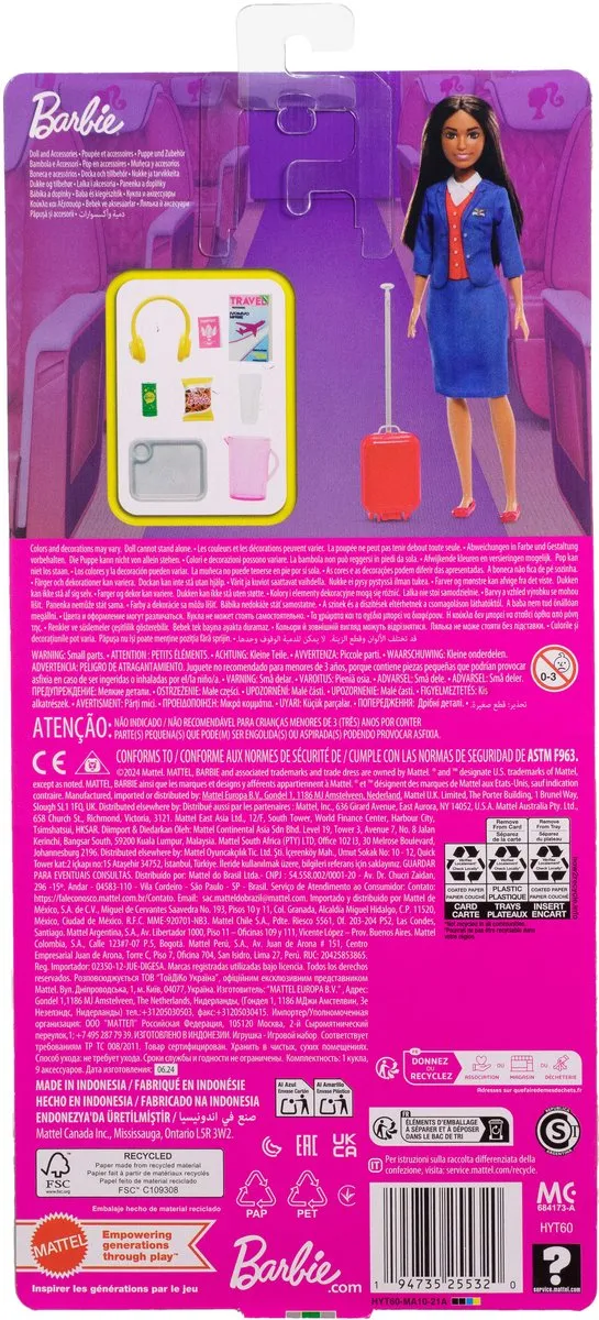 Barbie Stewardess Modepop HYT60 - Blauw Uniform
