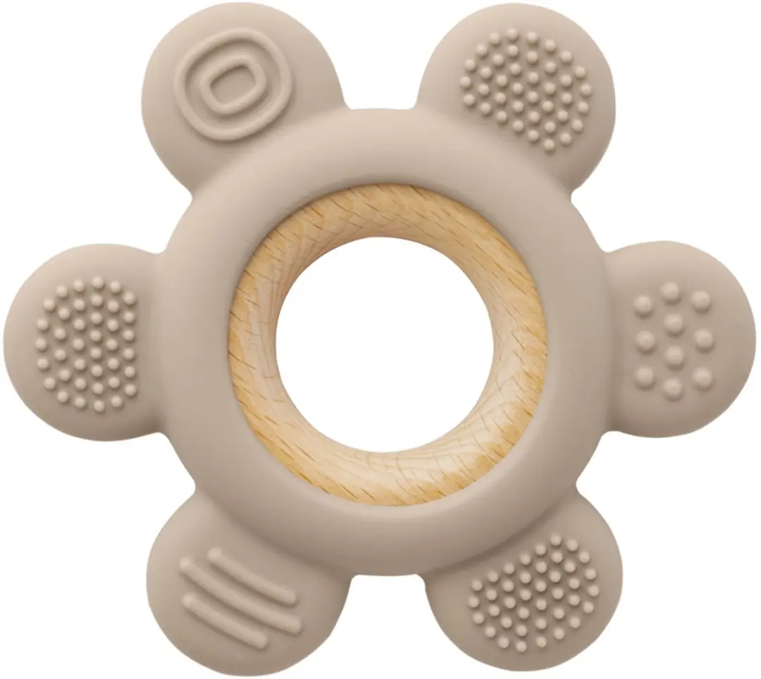 Bijtring van siliconen & hout (Woestijnzand Beige)