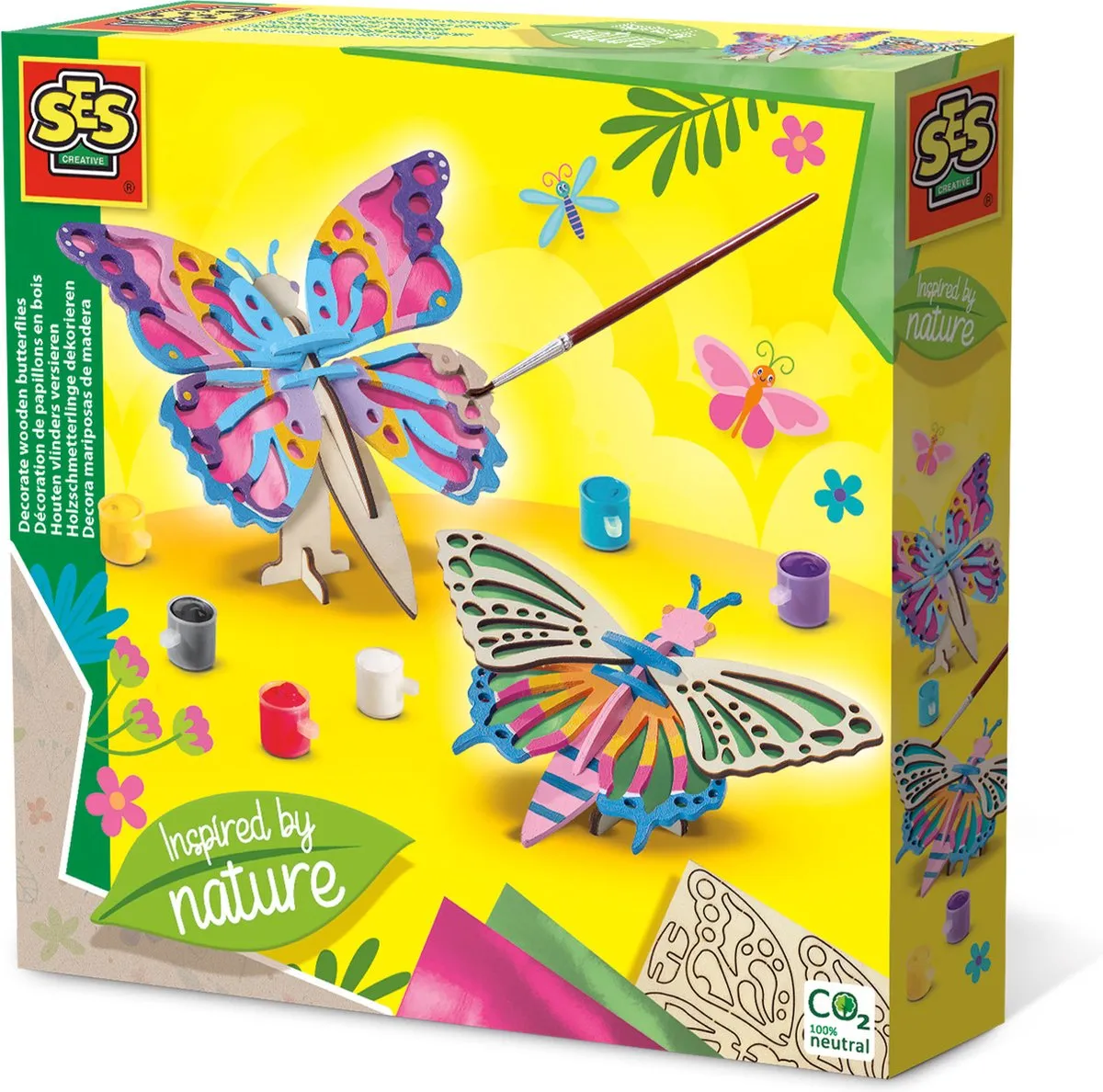 SES Creative Houten Vlinders Versieren - 2 Stuks