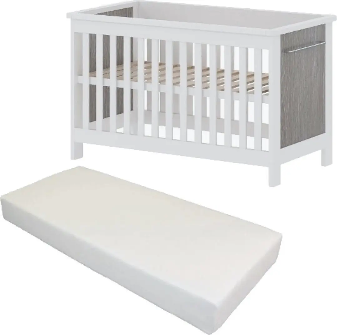 Born Lucky ® Babybed / Ledikant Noel Met Matras Wit/Eiken 60 x 120 cm