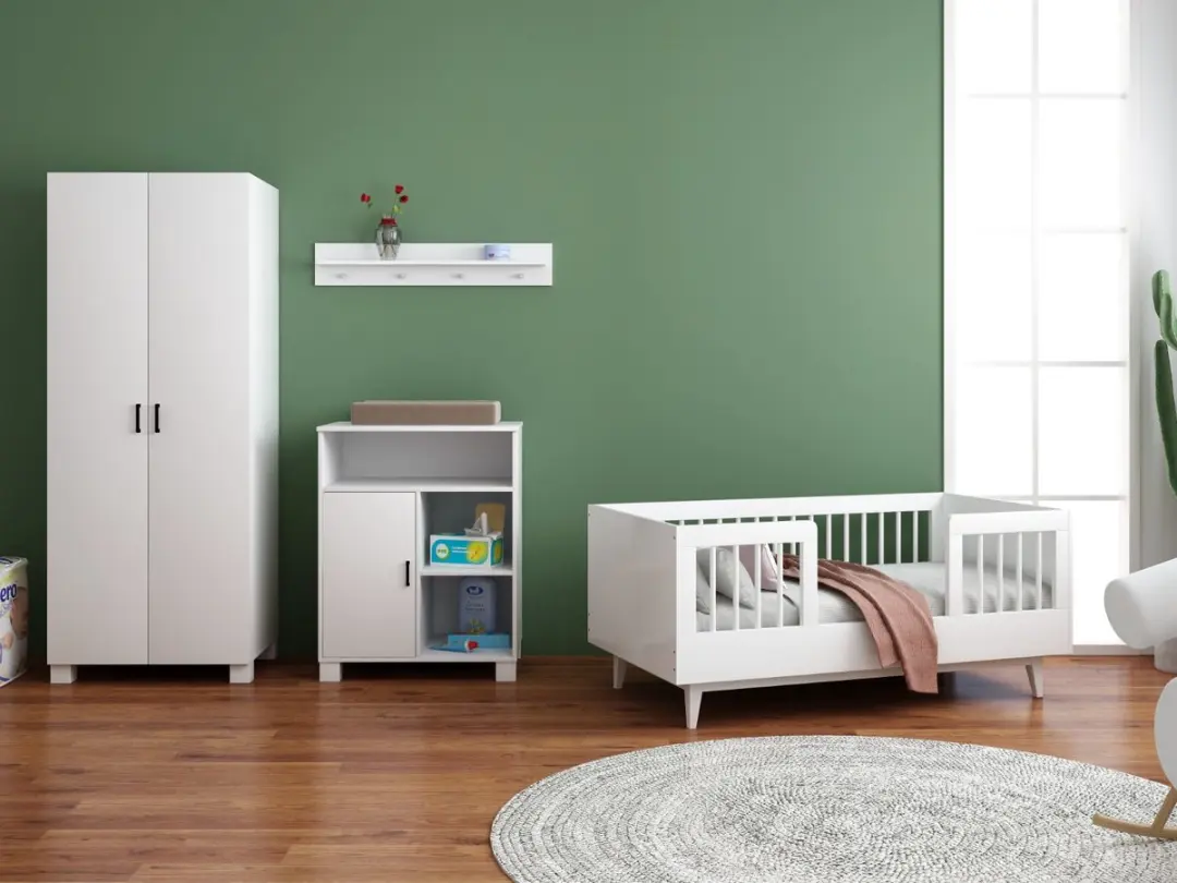 Born Lucky ® Peuterkamer Timo Wit 3 Delig met Commode Mila en Mila Kledingkast