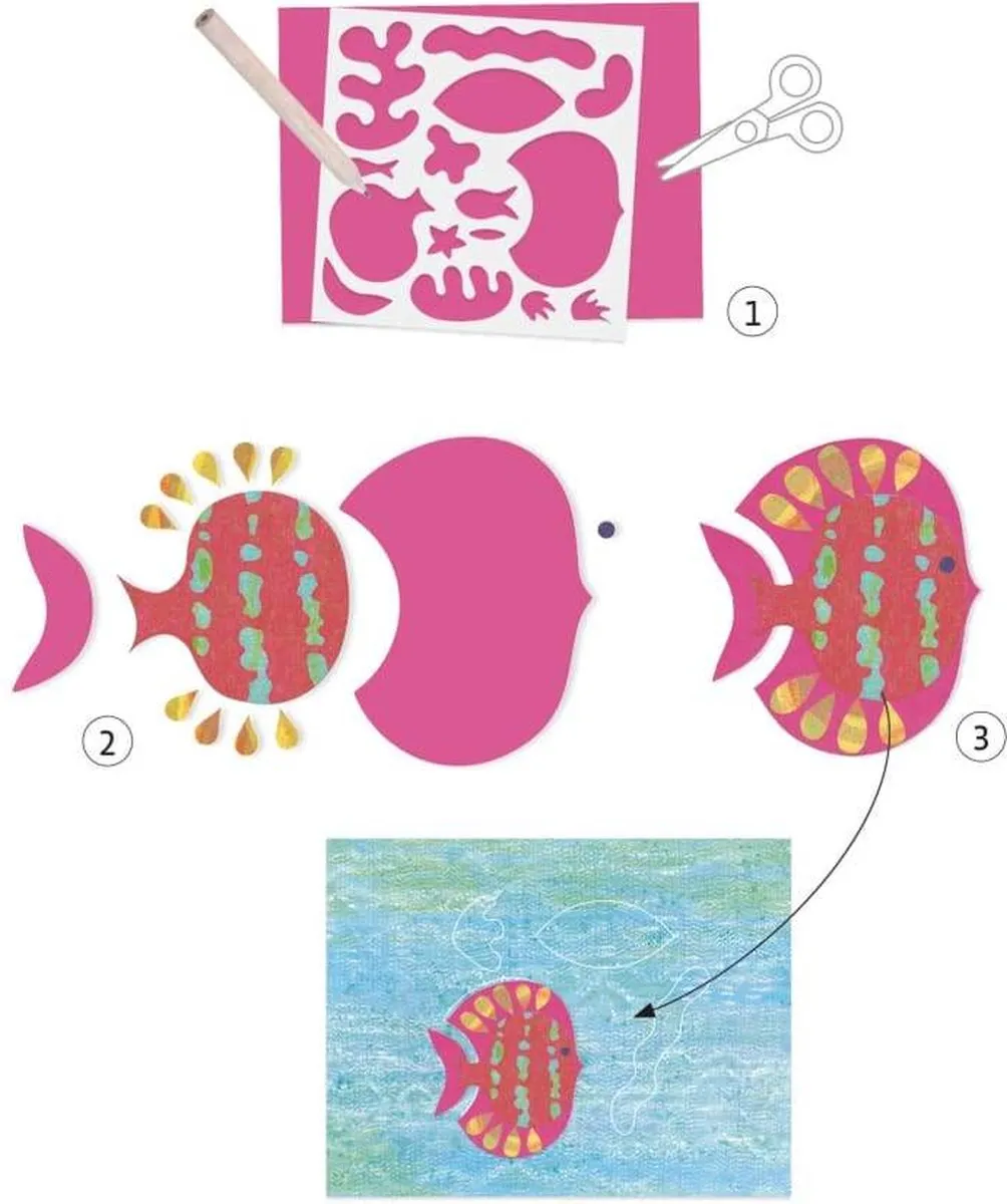 Djeco Collages en Sjablonen Onder de Zee - Multicolor - afbeelding 4 van 6