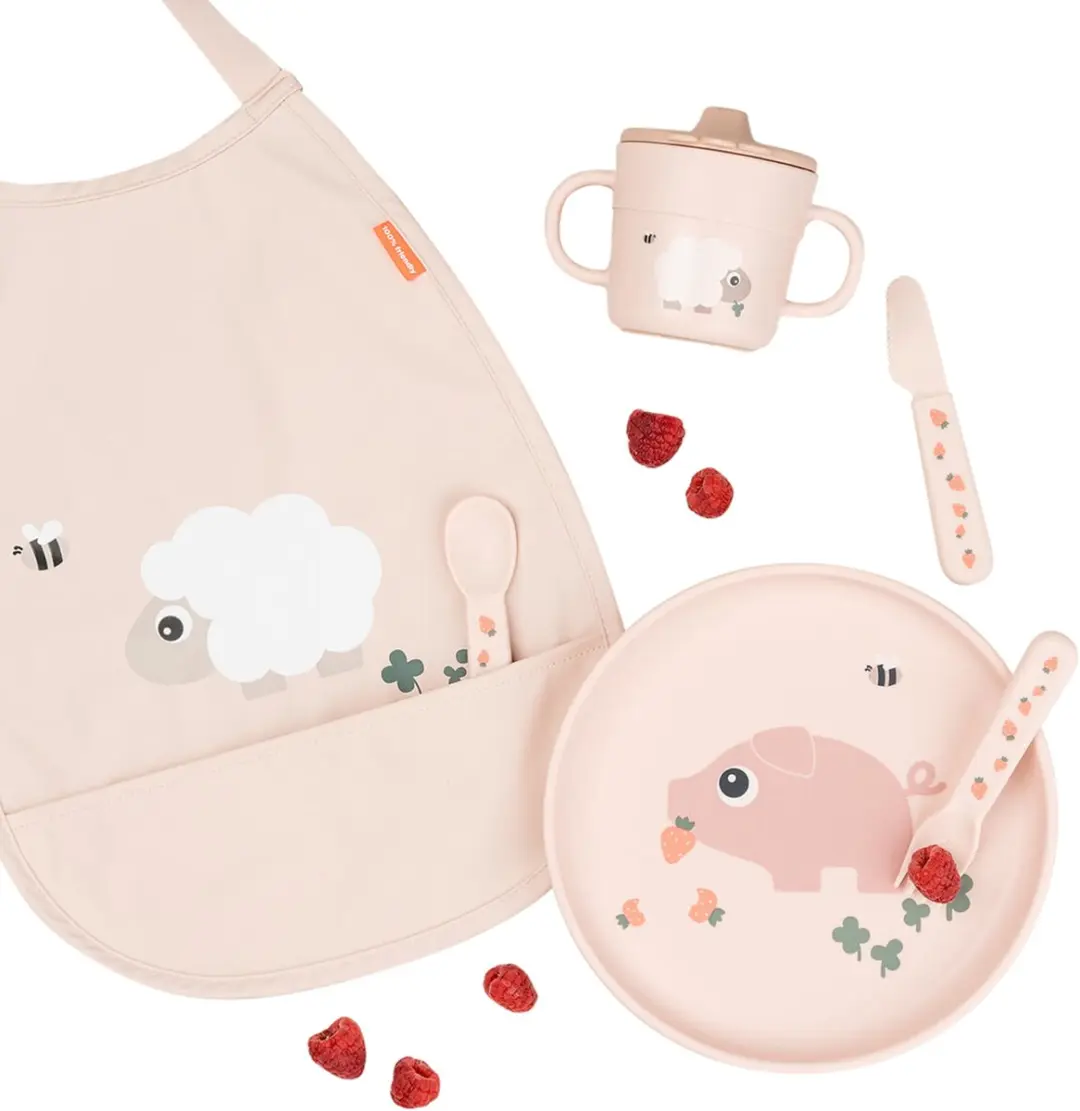 Done By Deer Tiny Farm Silicone Bord 18cm - Powder - afbeelding 4 van 6