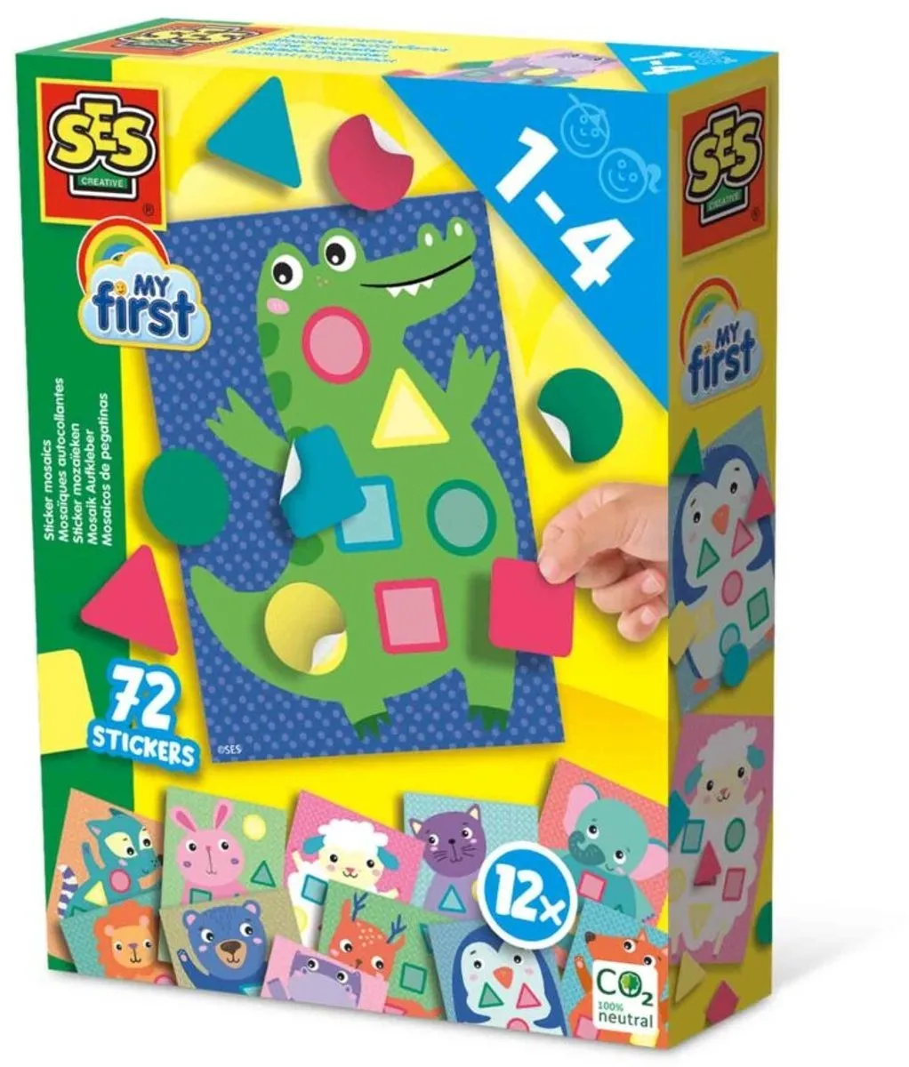SES Creative My First Sticker Mozaïeken - 12 Dierenkaarten 72 Stickers
