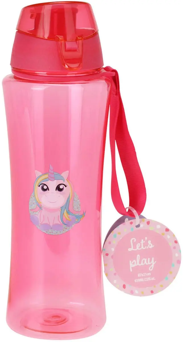 Sportfles unicorn drinkfles 650ml multicolor voor kinderen.