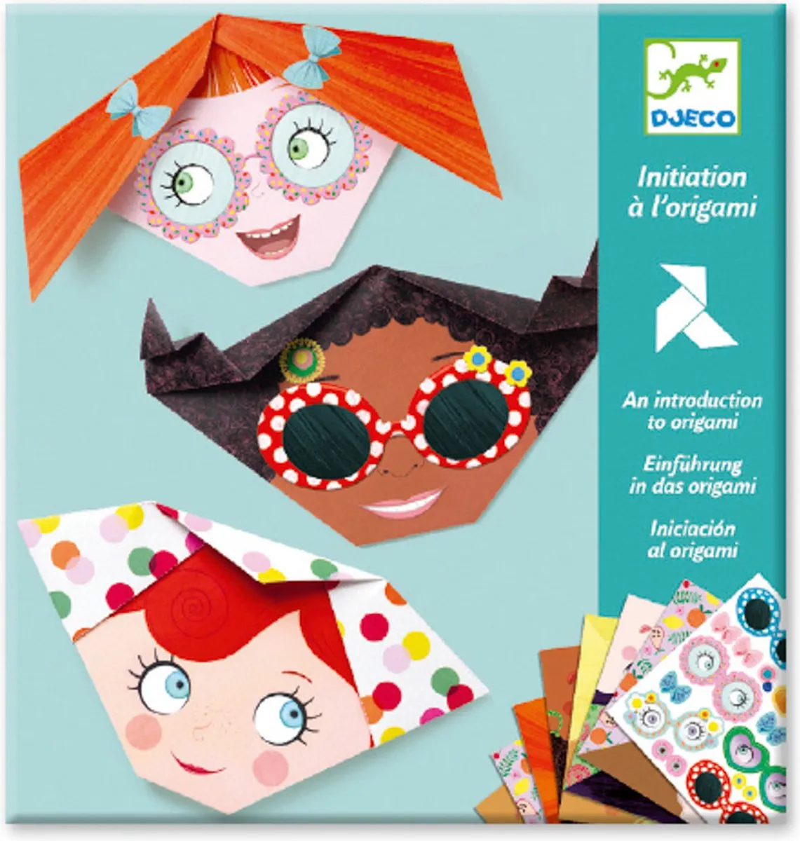 Djeco Pretty Faces Origami Set - 24 Vellen + 3 Stickers - Multicolor - afbeelding 5 van 6