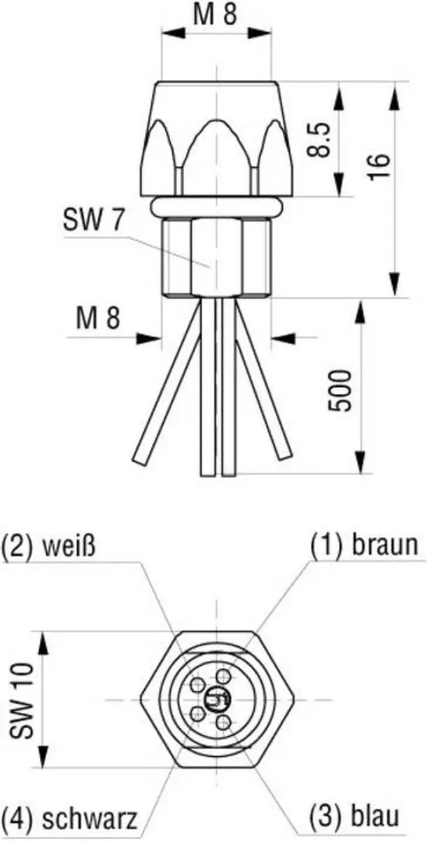Hirschmann 935 980-001 Sensor/Actuator M8 Inbouwconnector - 4 Polig