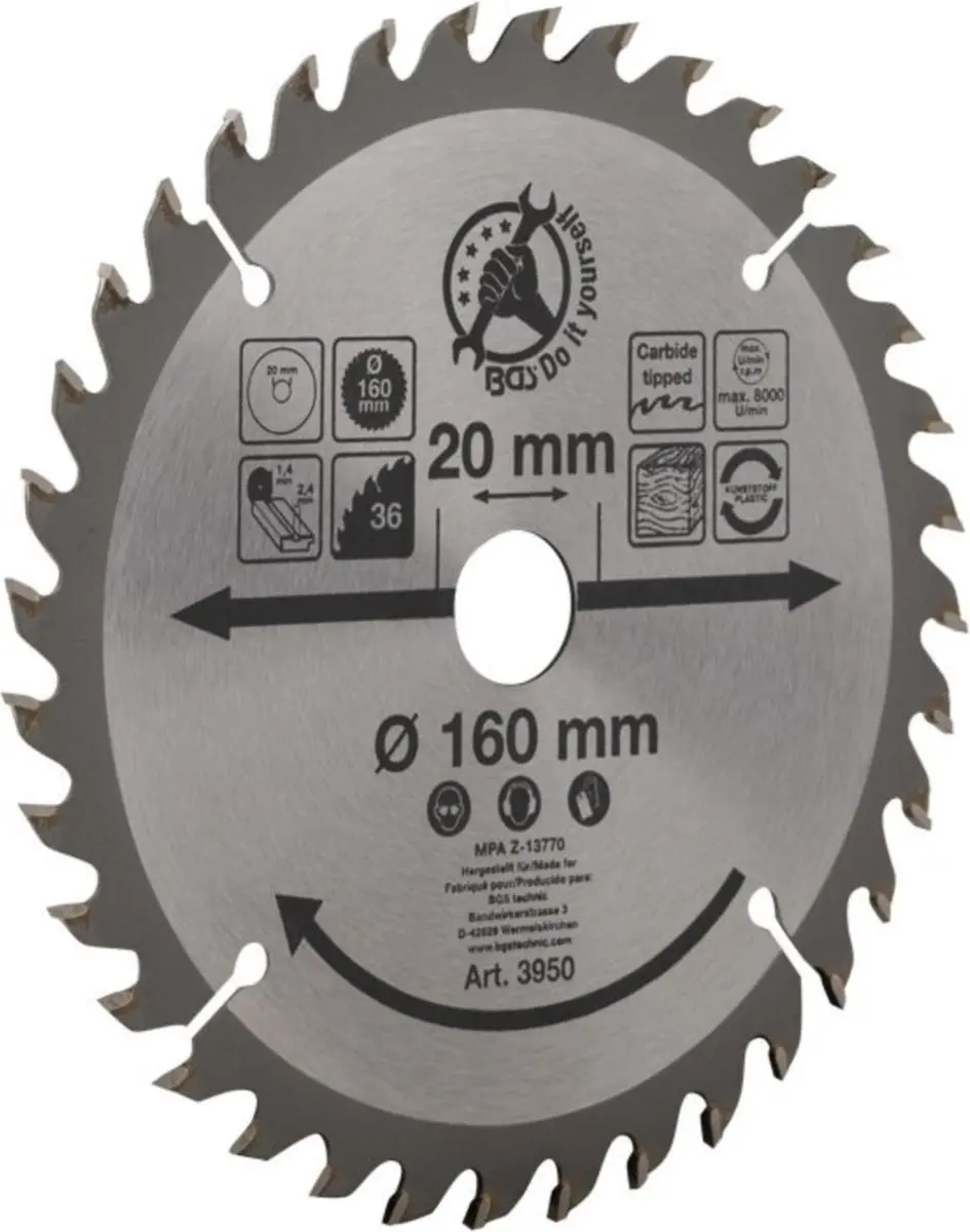 Topgear Cirkelzaagblad 160mm 36 Tanden - afbeelding 2 van 6