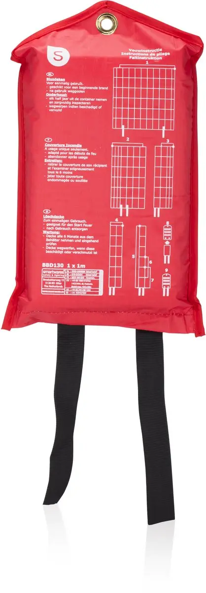 Smartwares Blusdeken 10.014.60 - 1x1m - Brandklasse A/B/C - Rood