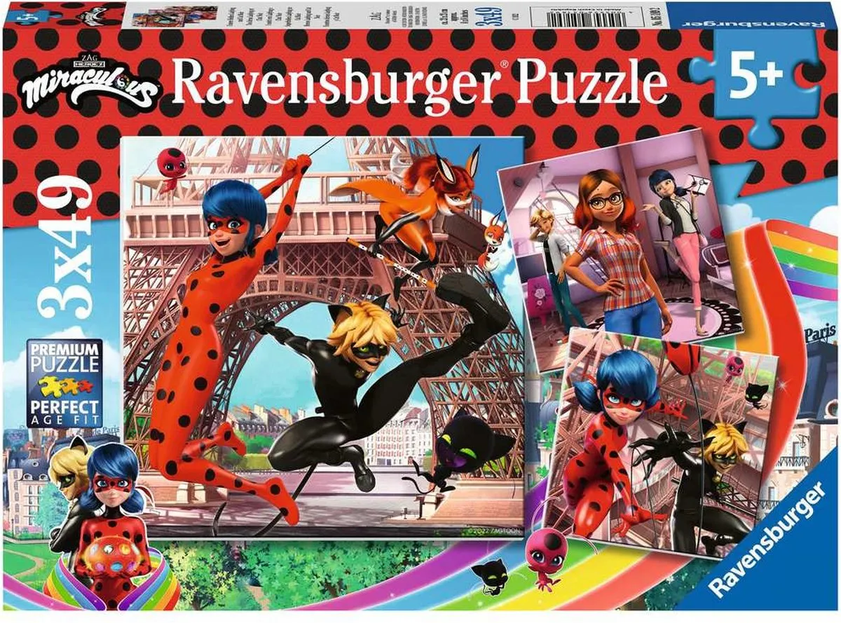 Ravensburger Miraculous Ladybug & Cat Noir Puzzel - 3x49 Stuks
