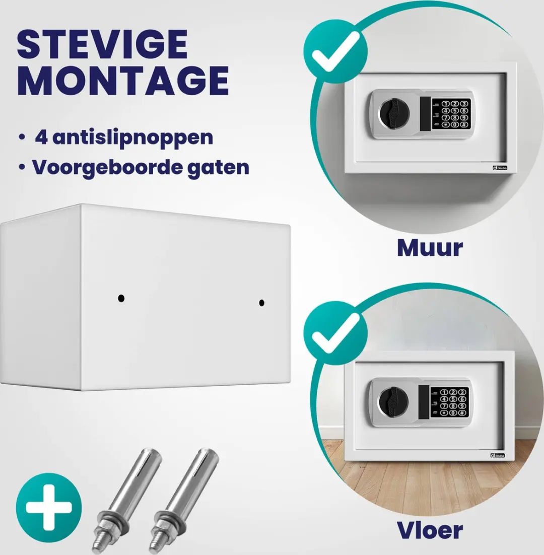 Deuba Elektronische Kluis 31x20x20cm - Zilver - afbeelding 6 van 6