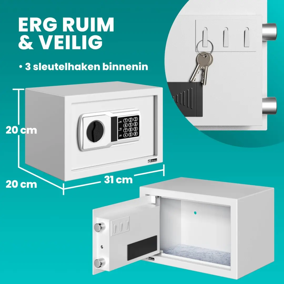 Deuba Elektronische Kluis 31x20x20cm - Zilver