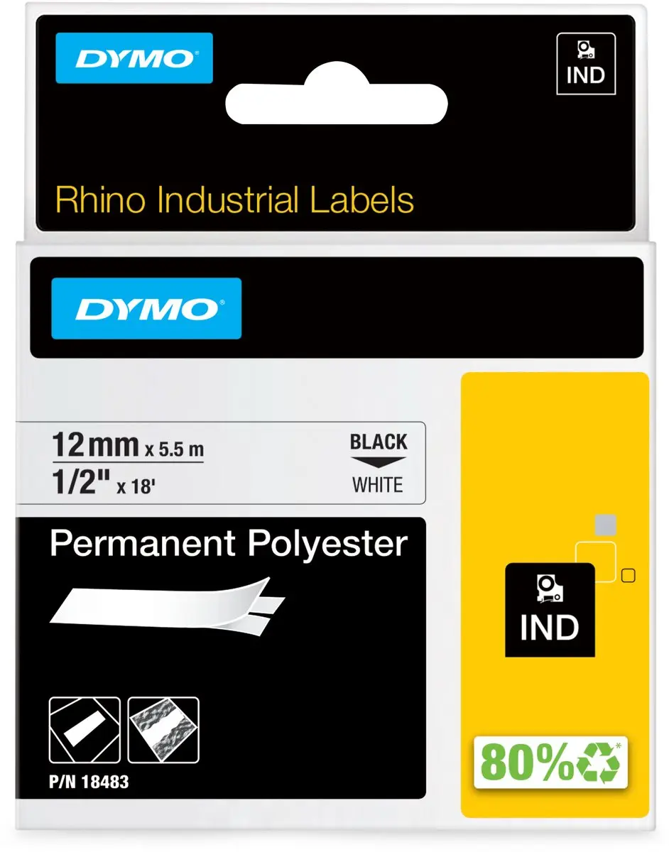 DYMO Rhino S0718210 Zelfklevende Labels 12mm x 3,5m