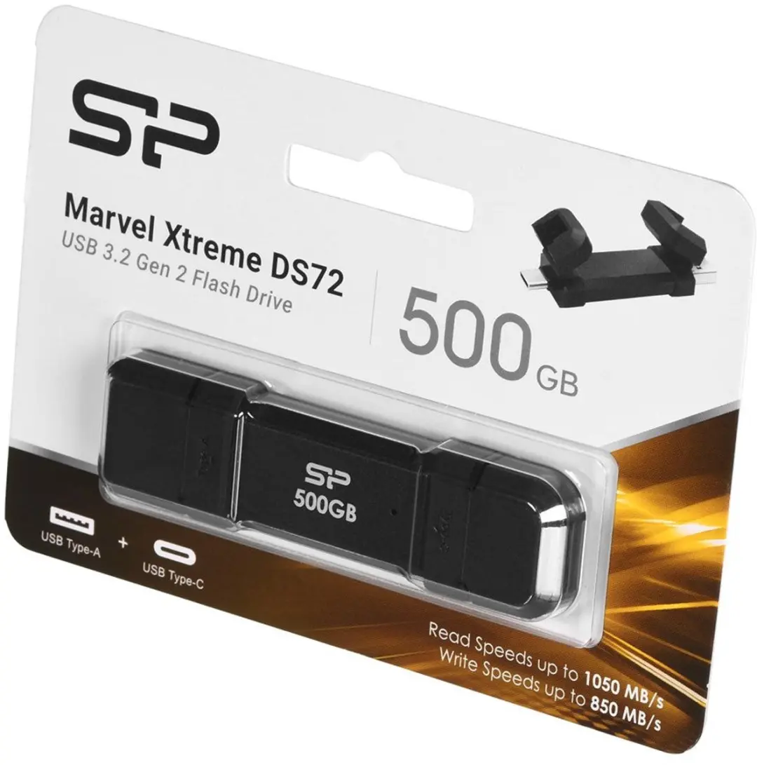Silicon Power DS72 SP500GBUC3S72VPK USB Flash Drive 500GB - Zwart