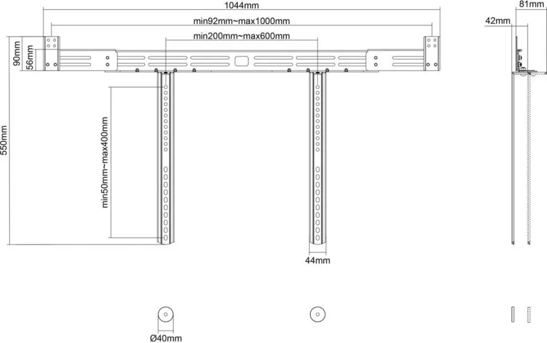 Neomounts AWL29-750BL1 Universele Videobar/Soundbar Steun - Zwart - afbeelding 3 van 6