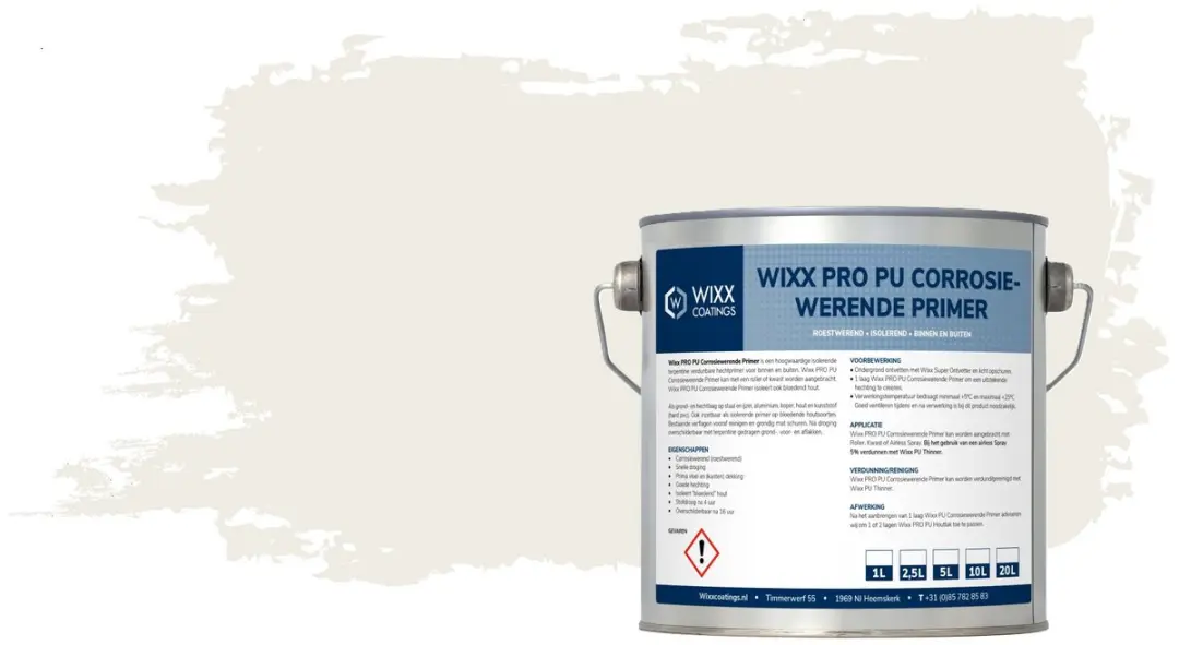Wixx PRO PU Corrosiewerende Primer 5L - RAL 9010 Zuiver Wit