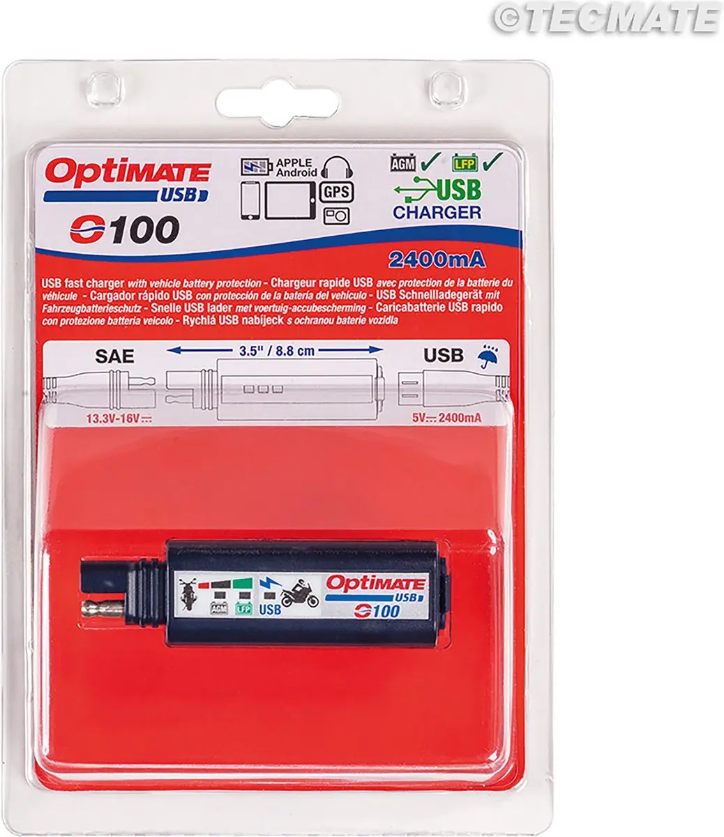 TecMate OptiMate O-100 SAE naar USB Lader 5V/2.1A - afbeelding 4 van 6