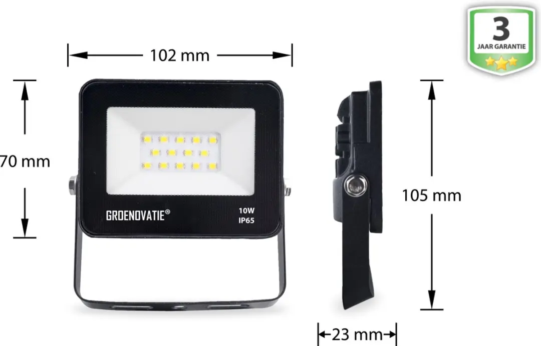 Groenovatie LED Breedstraler 10W IP65 - Zwart