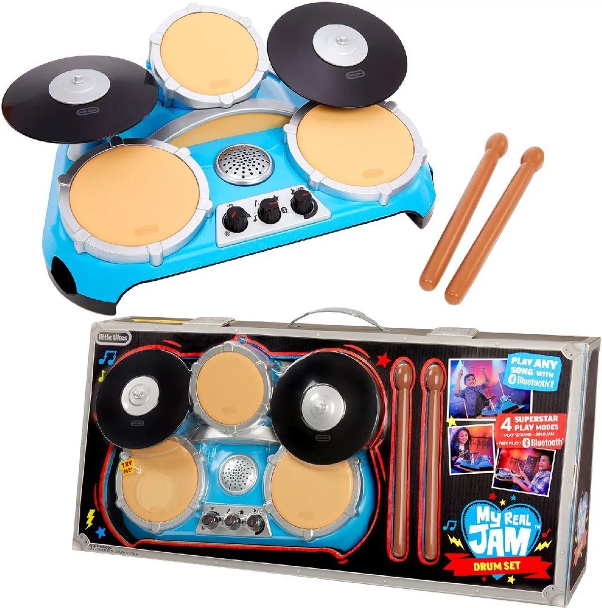 Little Tikes My Jam Drums Drumstel - Blauw/Zwart/Beige