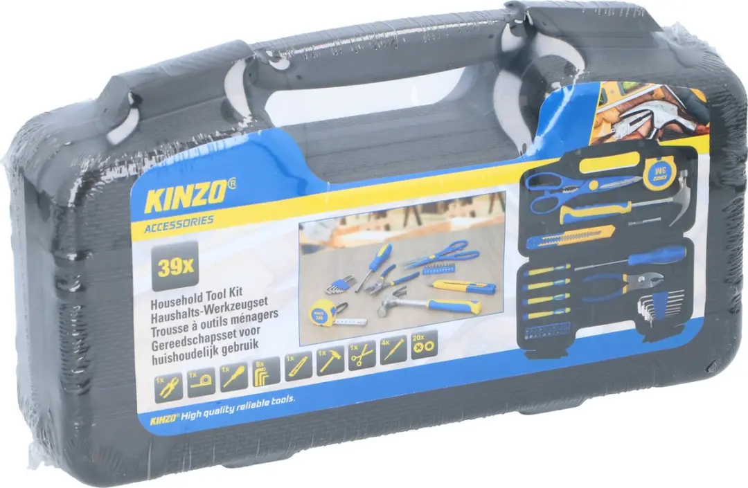 Kinzo Gereedschapsset 39-delig - Kunststof Koffer - Zwart - afbeelding 4 van 6