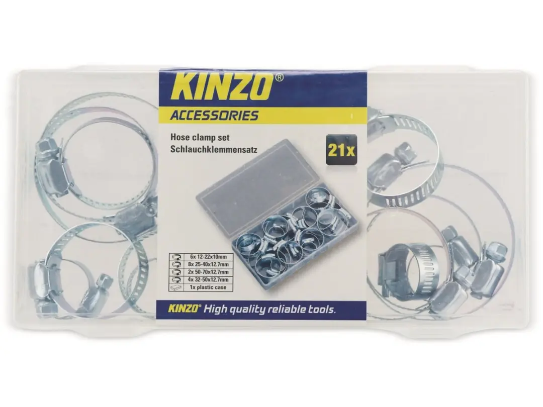 KINZO koffer met 21 metalen klemmen