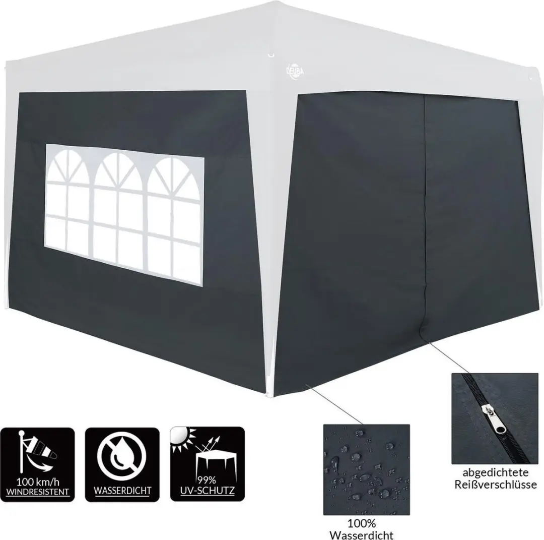 Deuba Zijwand Partytent Set 2x300x200cm - Antraciet