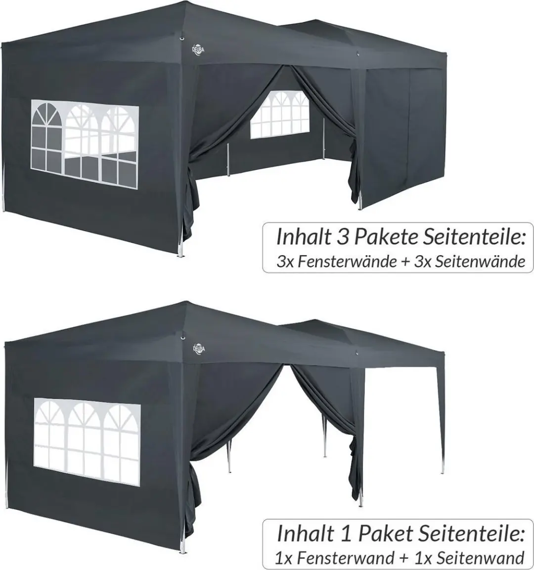Deuba Zijwand Partytent Set 2x300x200cm - Antraciet