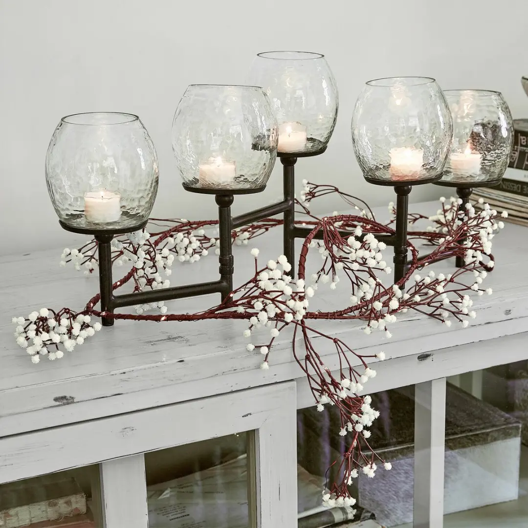 Loberon Lichtsnoer Fabrielle - Bruin/Wit