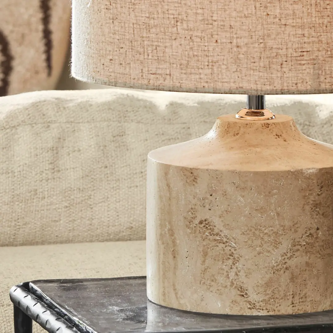 Loberon Caleneuve Tafellamp - 25W - Ø30cm - Beige - afbeelding 2 van 4