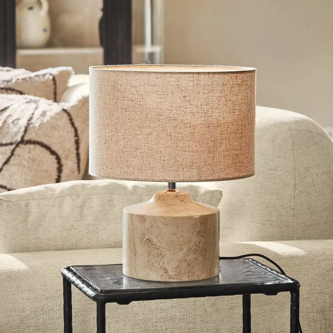 Loberon Caleneuve Tafellamp - 25W - Ø30cm - Beige - afbeelding 4 van 4