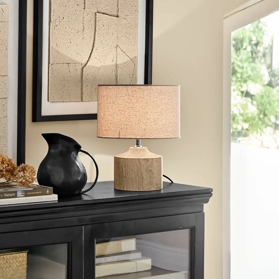 Loberon Caleneuve Tafellamp - 25W - Ø30cm - Beige - afbeelding 3 van 4