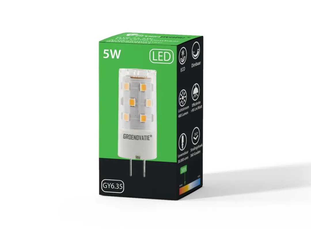 Groenovatie LED GY6.35 5W - Warm Wit - Ø48x18mm - afbeelding 6 van 6