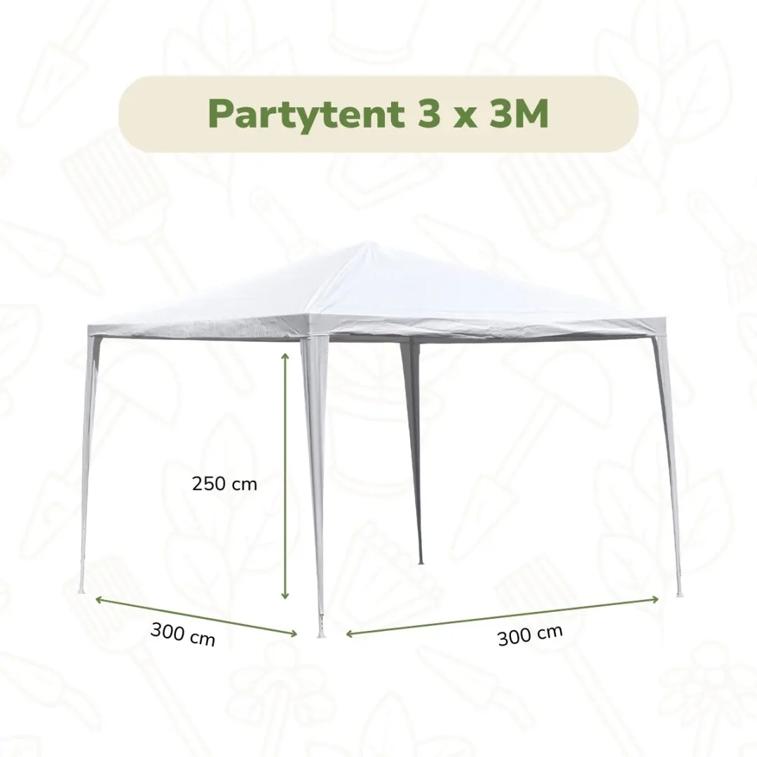 Kinzo Partytent 3x6m - Wit - 4 Zijkanten