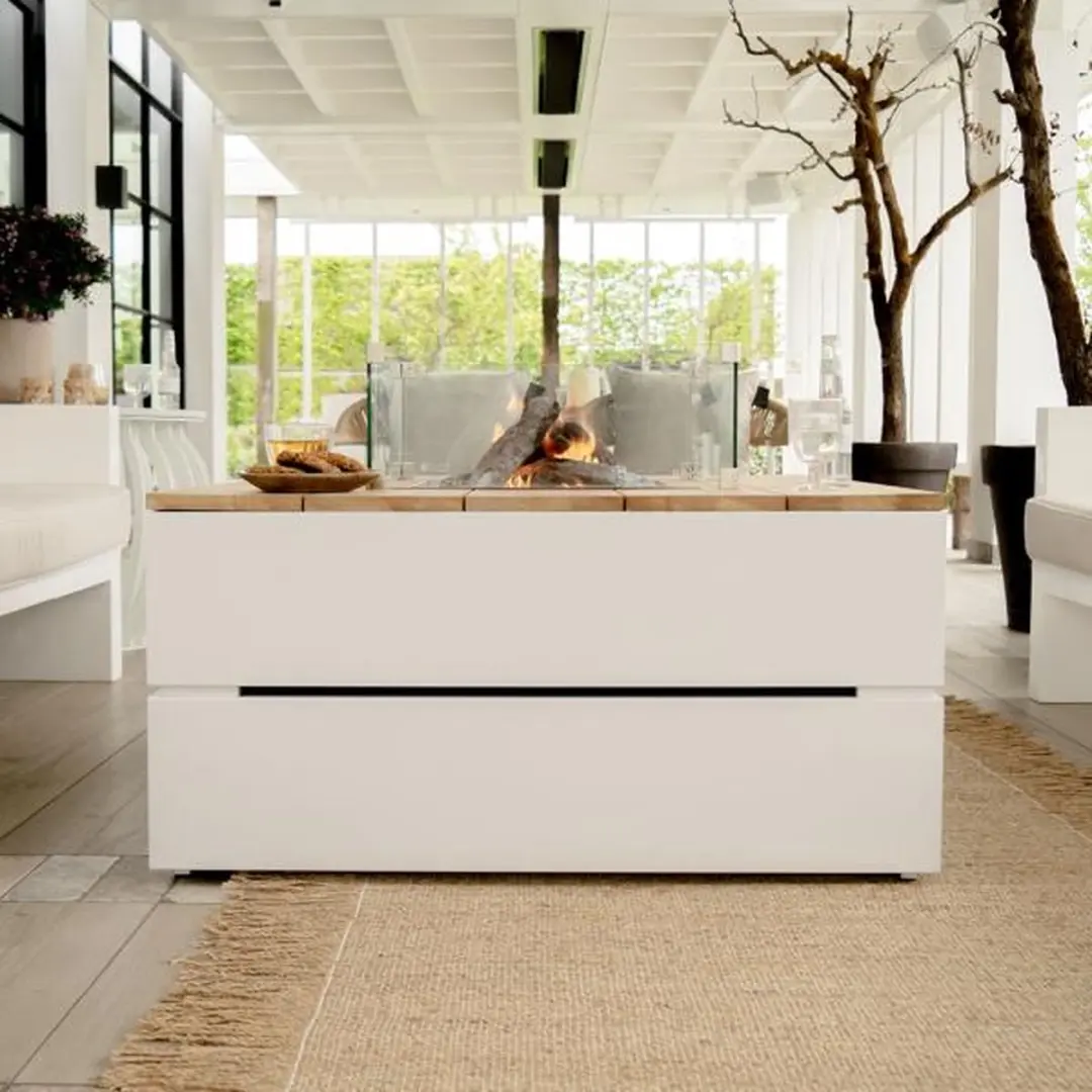 Cosi Fires Cosipure White Teak Vuurtafel 120cm - 9000W - Wit - afbeelding 6 van 6